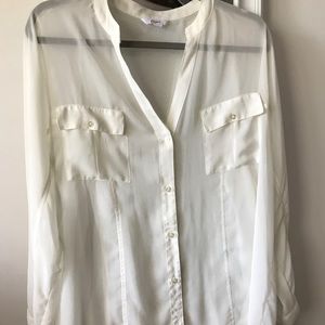 Sheer dress button down shirt